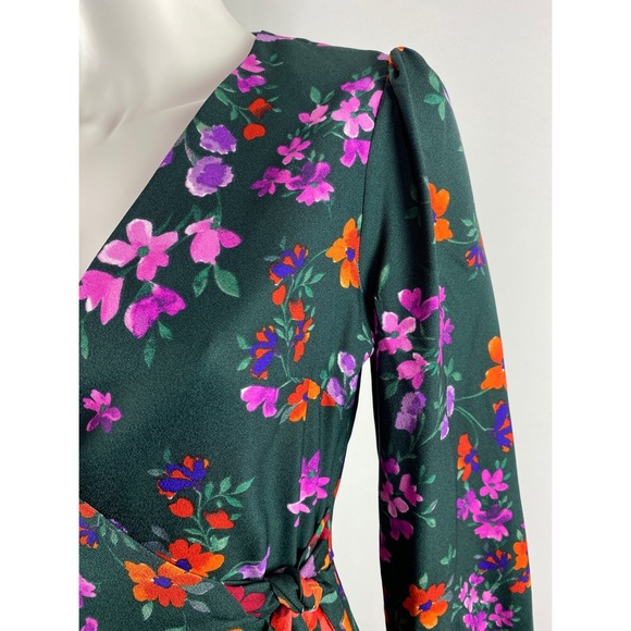 NWT Calvin Klein Malachite Green Floral Wrap Dress - Picture 5 of 10